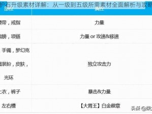 攻击护石升级素材详解：从一级到五级所需素材全面解析与攻略指南