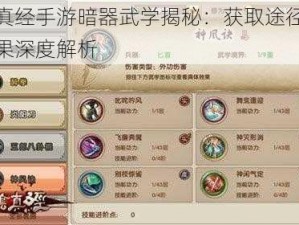 九阴真经手游暗器武学揭秘：获取途径与独特效果深度解析