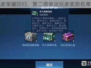 老玩家荣耀回归，第二周幸运玩家奖励名单揭晓