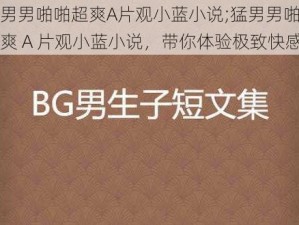 猛男男啪啪超爽A片观小蓝小说;猛男男啪啪超爽 A 片观小蓝小说，带你体验极致快感