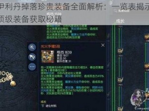 伊利丹掉落珍贵装备全面解析：一览表揭示顶级装备获取秘籍