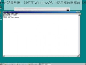 windows98播放器、如何在 Windows98 中使用播放器播放视频或音频文件？