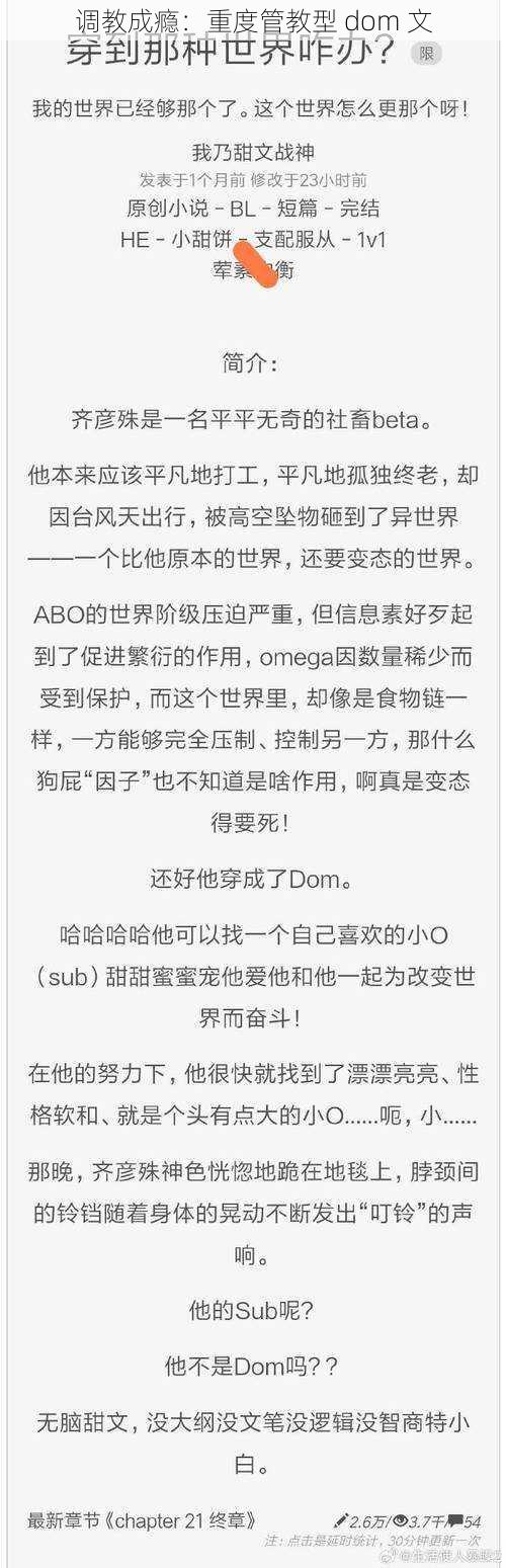 调教成瘾：重度管教型 dom 文