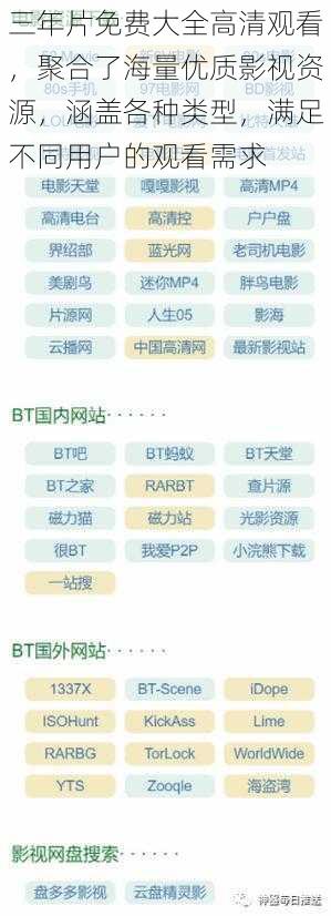 三年片免费大全高清观看，聚合了海量优质影视资源，涵盖各种类型，满足不同用户的观看需求