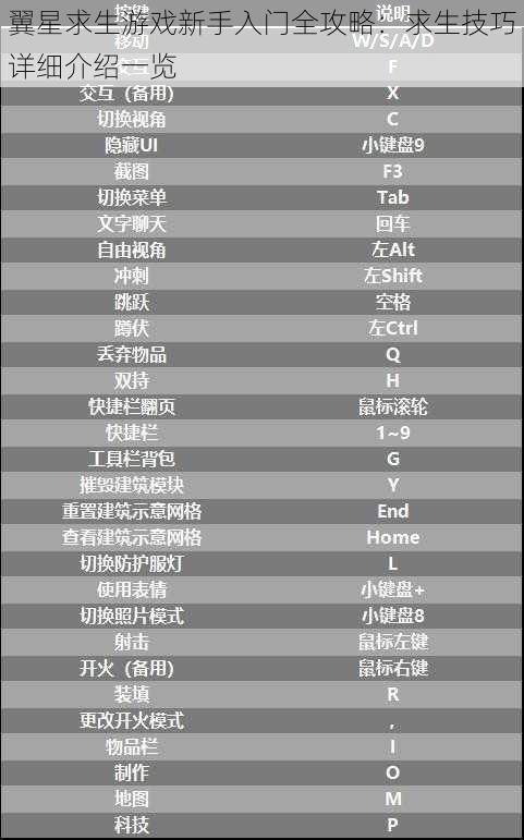 翼星求生游戏新手入门全攻略：求生技巧详细介绍一览