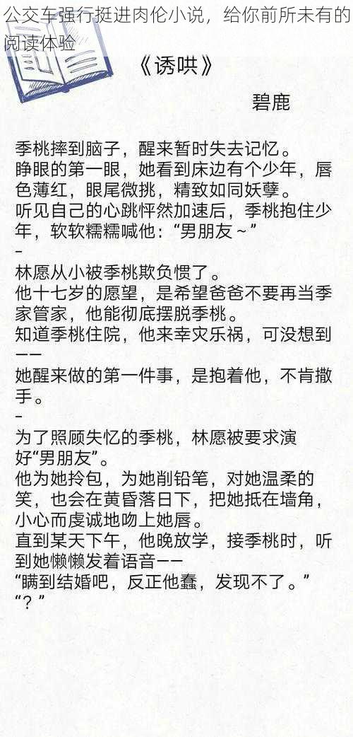 公交车强行挺进肉伦小说，给你前所未有的阅读体验