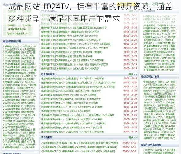 成品网站 1024TV，拥有丰富的视频资源，涵盖多种类型，满足不同用户的需求