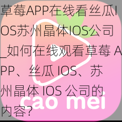 草莓APP在线看丝瓜IOS苏州晶体IOS公司_如何在线观看草莓 APP、丝瓜 IOS、苏州晶体 IOS 公司的内容？