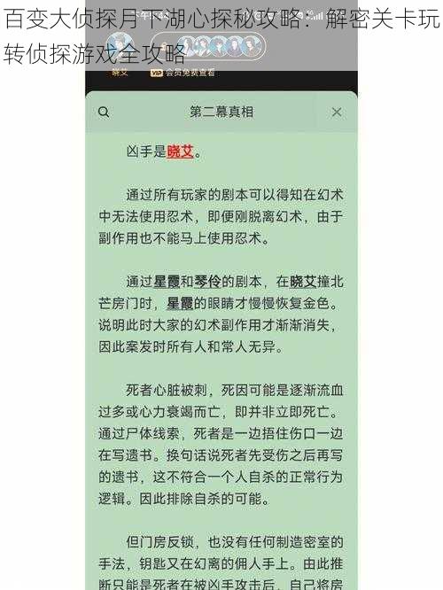 百变大侦探月下湖心探秘攻略：解密关卡玩转侦探游戏全攻略