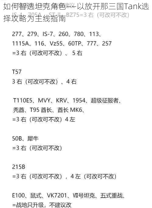 如何智选坦克角色——以放开那三国Tank选择攻略为主线指南