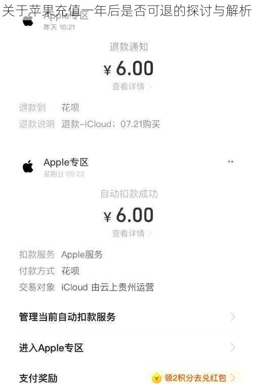 关于苹果充值一年后是否可退的探讨与解析