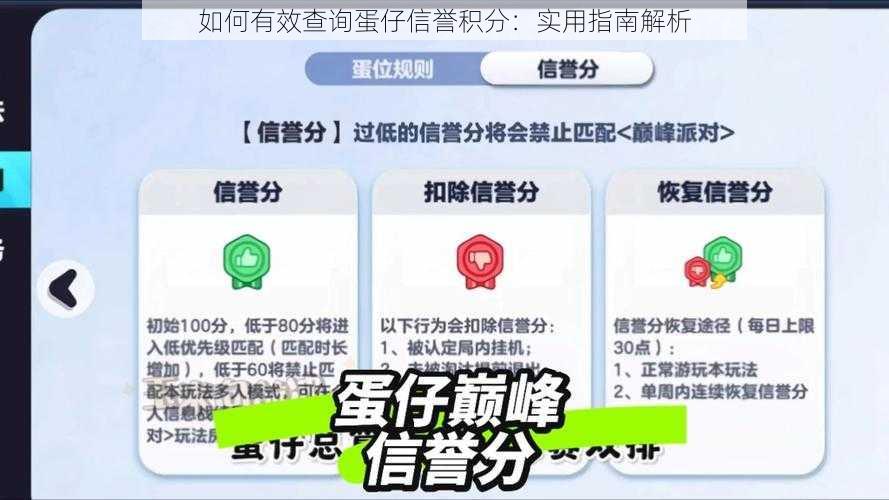 如何有效查询蛋仔信誉积分：实用指南解析