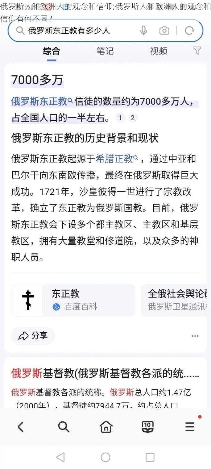 俄罗斯人和欧洲人的观念和信仰;俄罗斯人和欧洲人的观念和信仰有何不同？