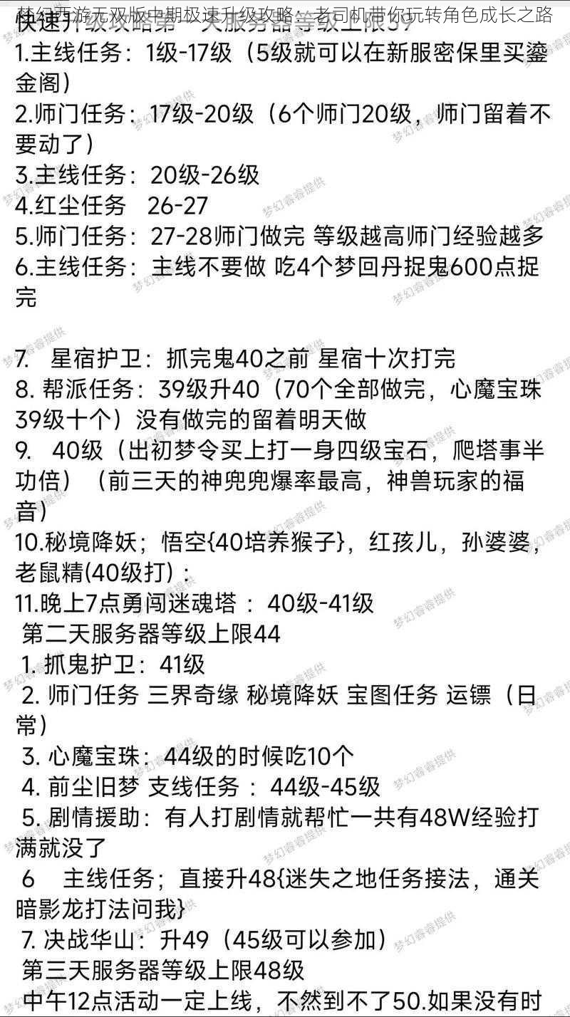 梦幻西游无双版中期极速升级攻略：老司机带你玩转角色成长之路