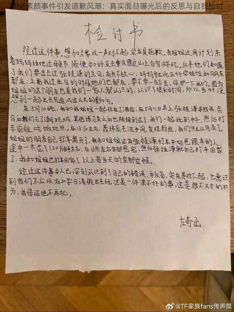 DNF素颜事件引发道歉风潮：真实面目曝光后的反思与自我检讨