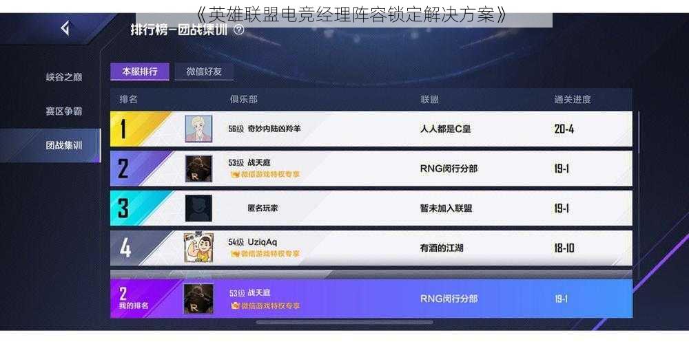 《英雄联盟电竞经理阵容锁定解决方案》